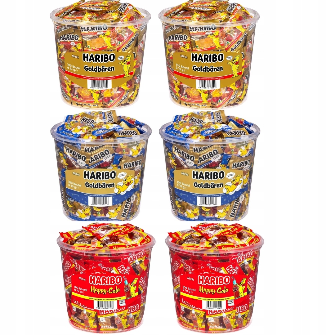 Zestaw 3 smaków żelek Goldbaren,Cola, Gute-Nacht mini 600x10g 6kg Haribo