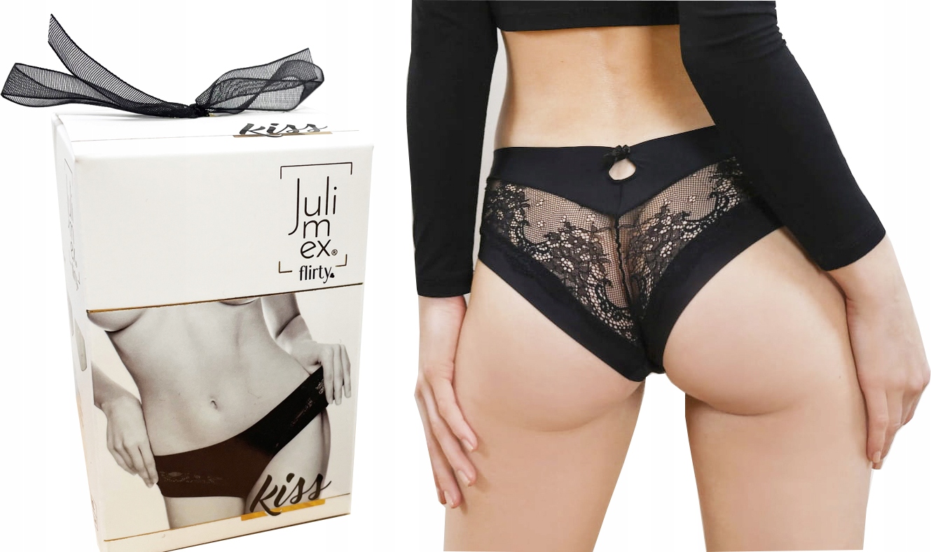 

julimex Kiss figi Flirty z koronką Czarne 2XL