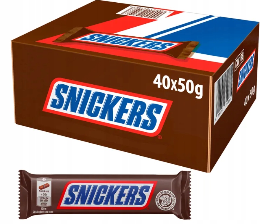 40 x Snickers nadzieniem i orzeszkami ziemnymi w karmelu i czekoladzie 50 g