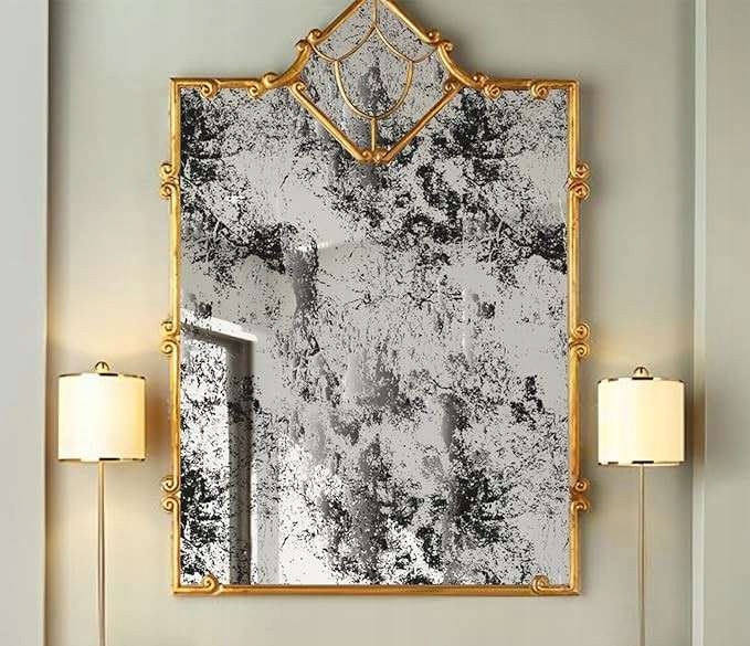 Samolepky na zrcadlo mají efekt zestárlého a zrezivělého zrcadla o rozměrech 58 x 200 cm