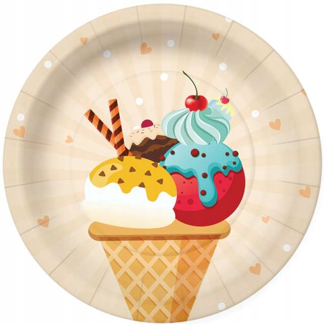 

Talerzyki Papierowe Lody Słodkości Deser 10 Szt