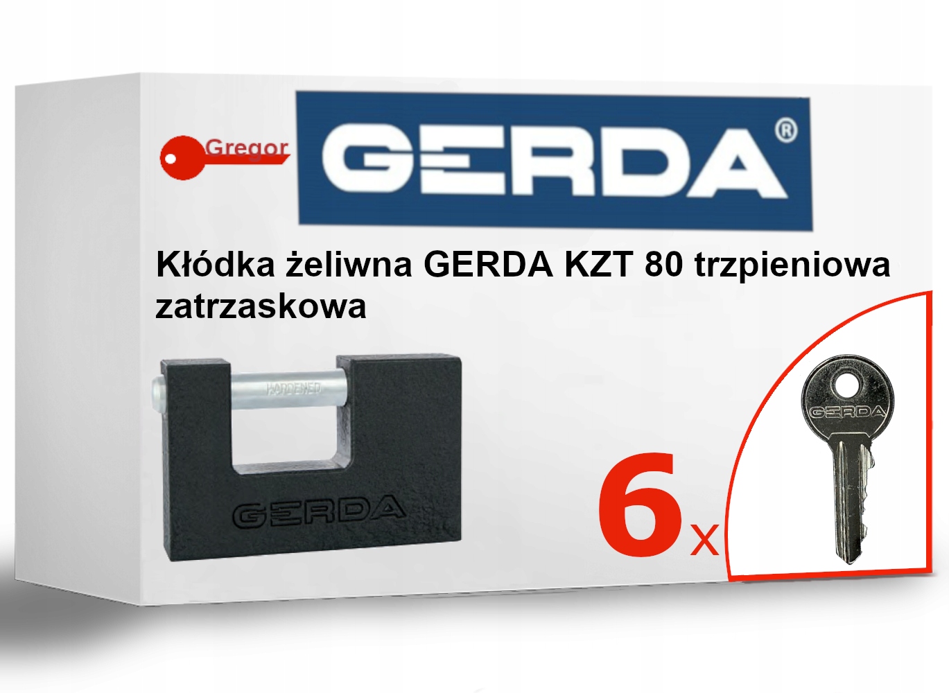 

Kłódka antywłamaniowa Gerda KZT80 6 kluczy
