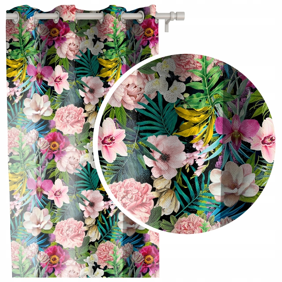 ZASŁONA MATOWA kwiaty ZASŁONY na PRZELOTKI 145x250