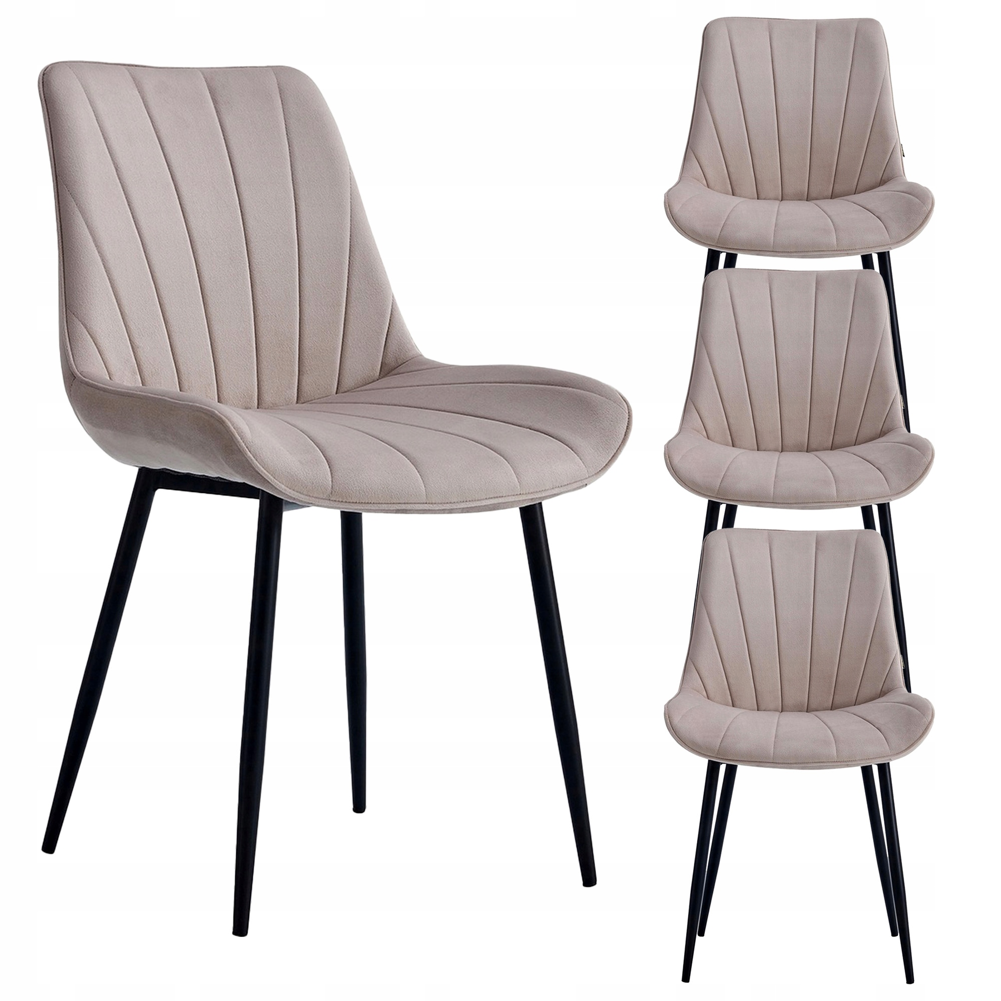 4 x Čalúnená Velúrová Stolička Alice Sivá Béžová Obývacia Izba Jedálňa Kancelária