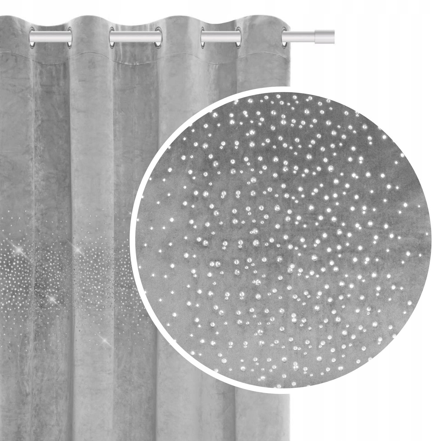 

Popiel Zasłona Welur Z Kryształami 140X250 Shiny