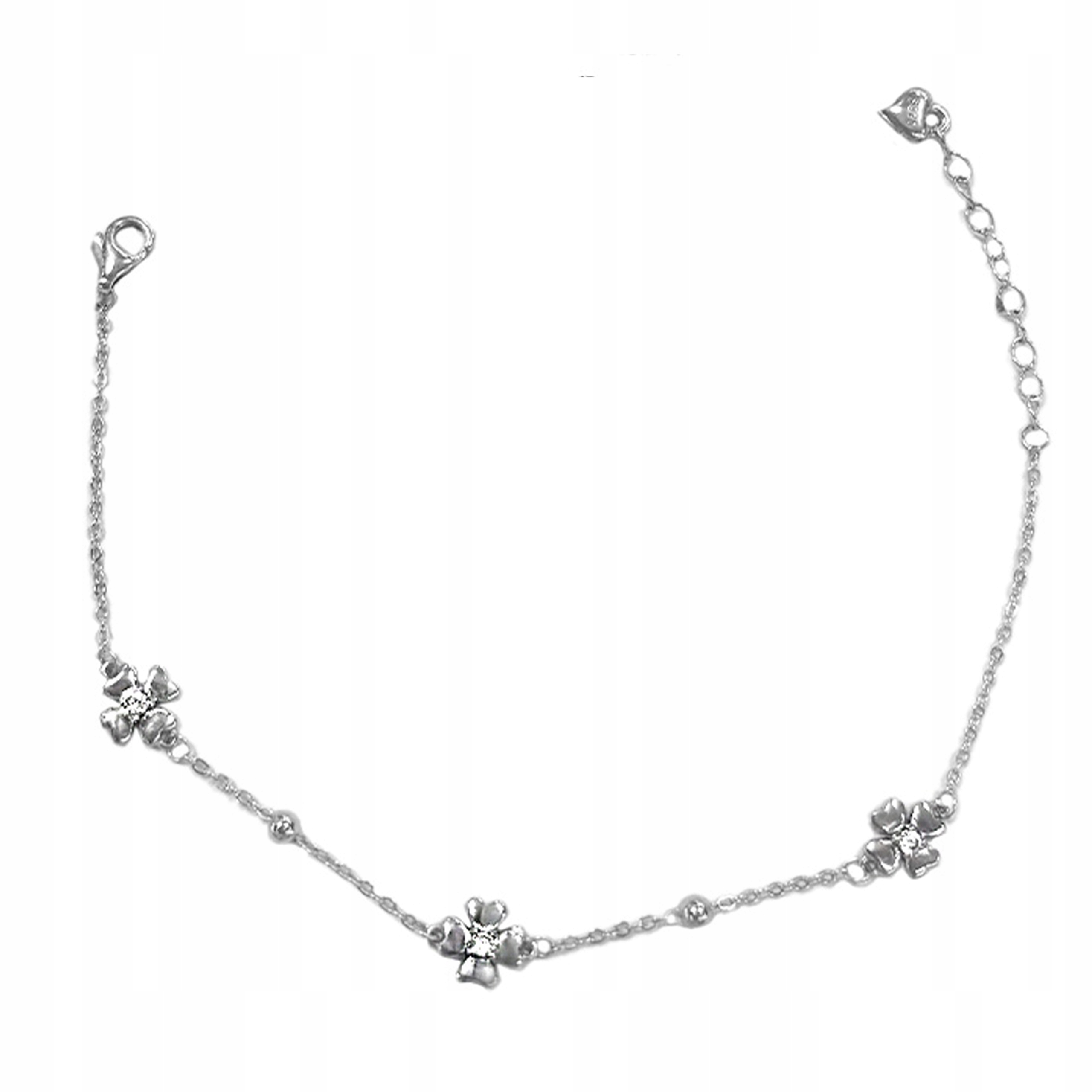 Stříbrný náramek 925 s kytičkami a zirkony jako dárek