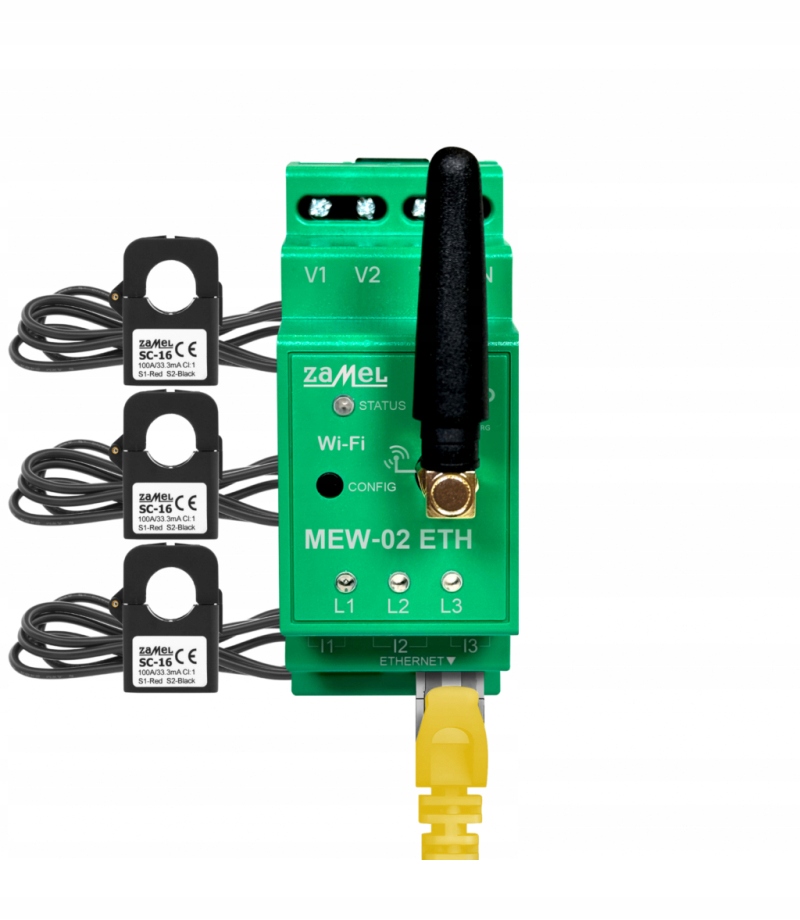 Supla Monitor elektrickej energie Wi-Fi 3F+N MEW-02 ETH/SC-16