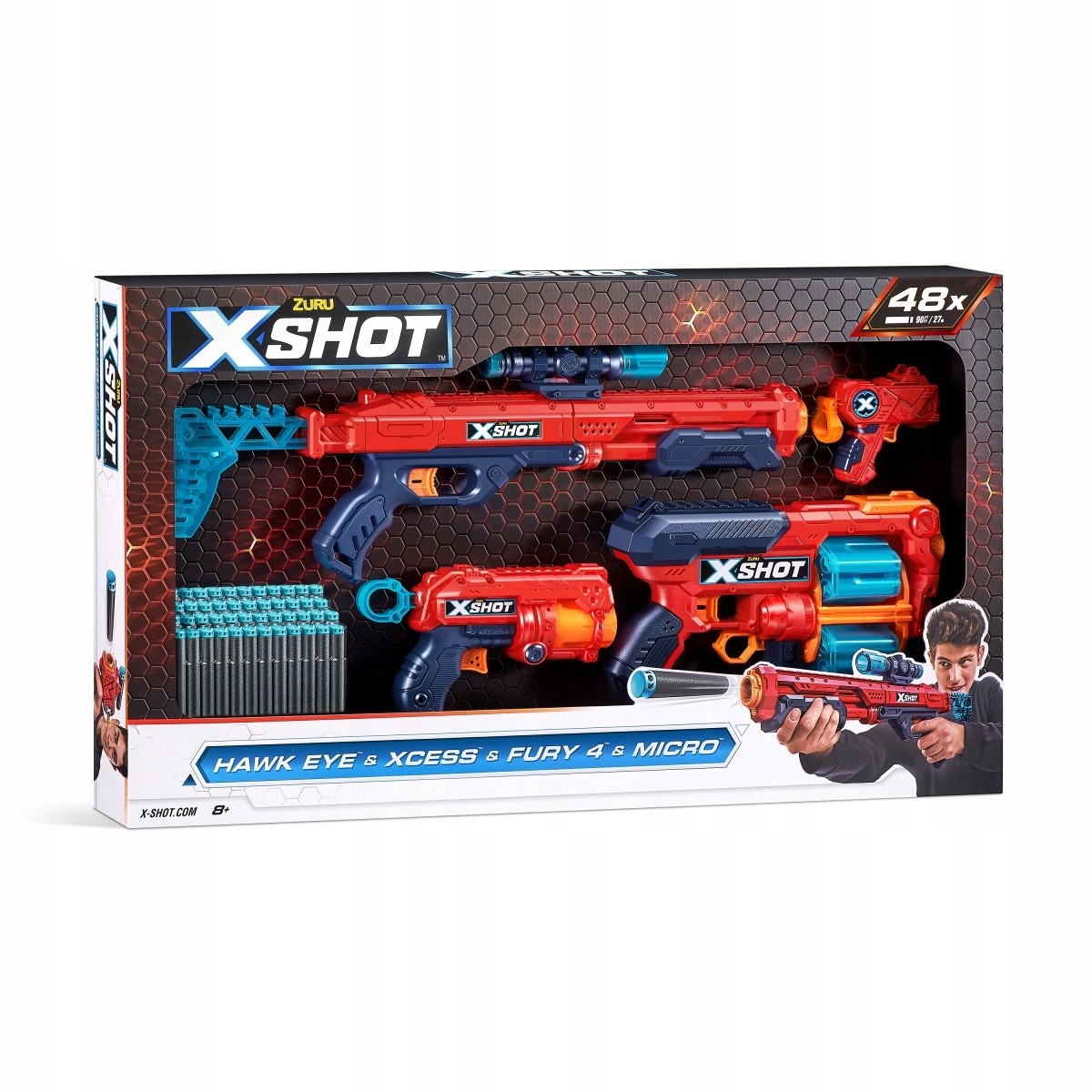 ZURU X-SHOT Excel Hawk+Xcess+Fury4+...36585 47540 Marka X-Shot