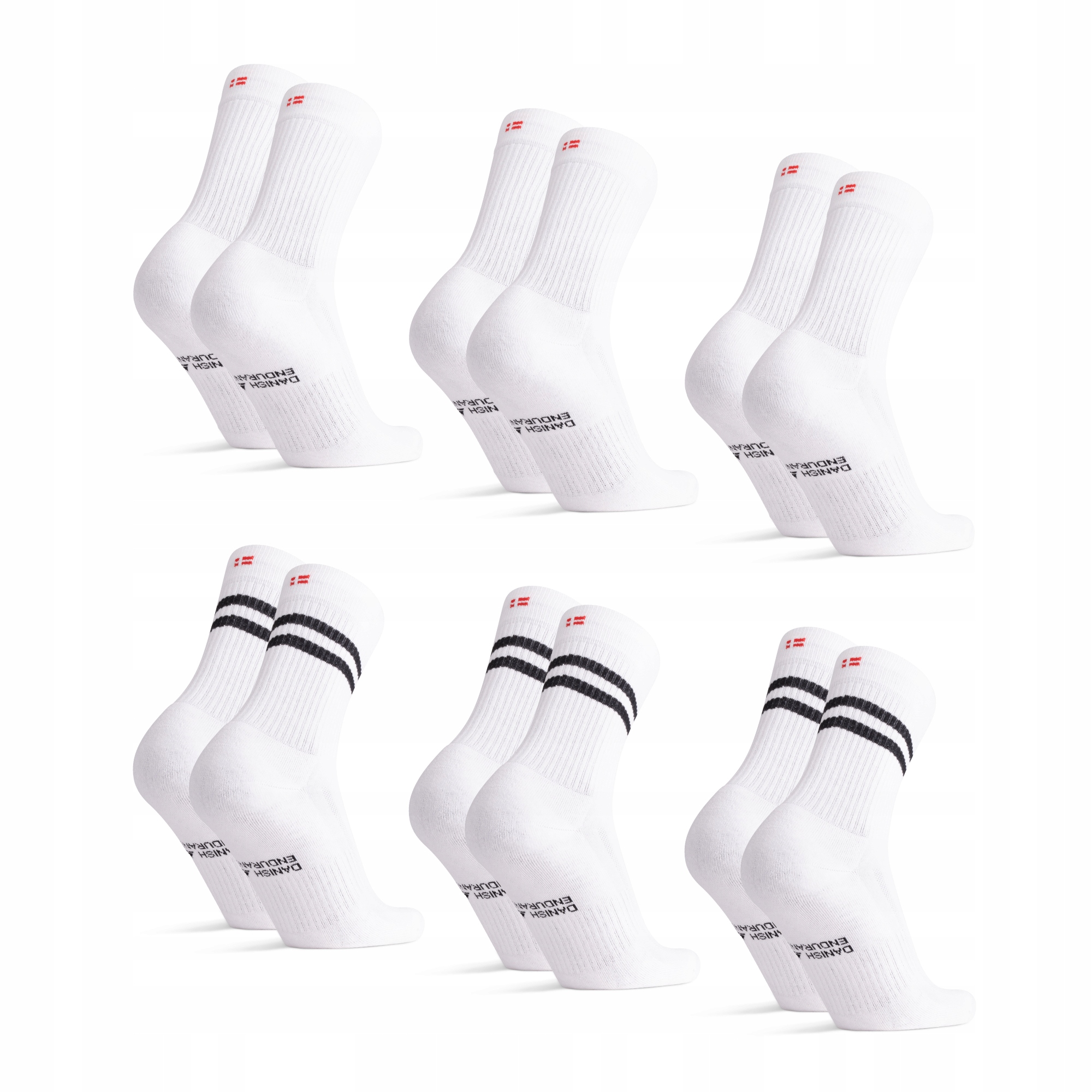 Tenisové Ponožky Danish Endurance Vysoké Ponožky Unisex 6-Pak 39-42