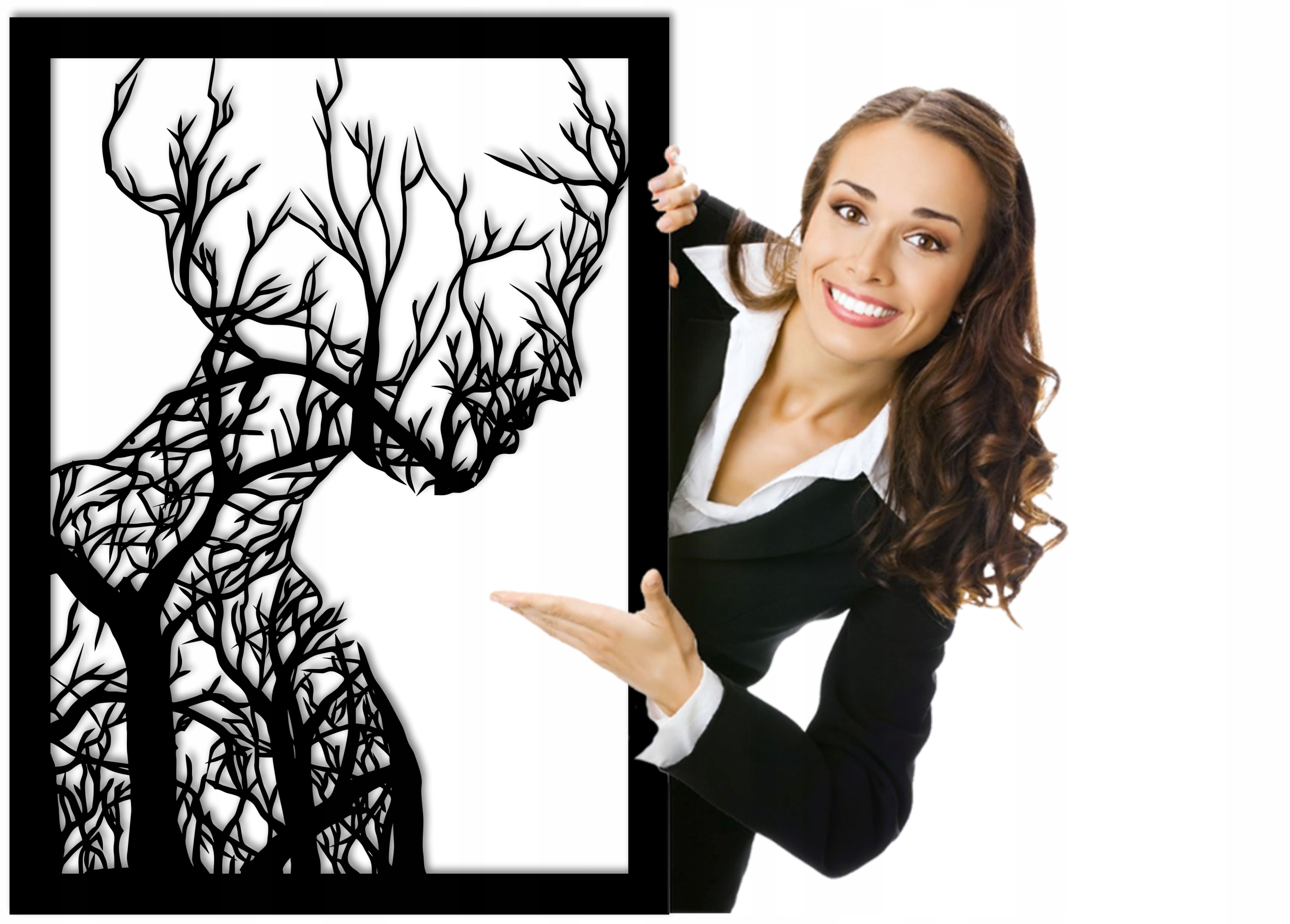 Obraz Žena Strom 70 cm 6 mm tvár Pevná Hrubá nástenná dekorácia 3D ažúr