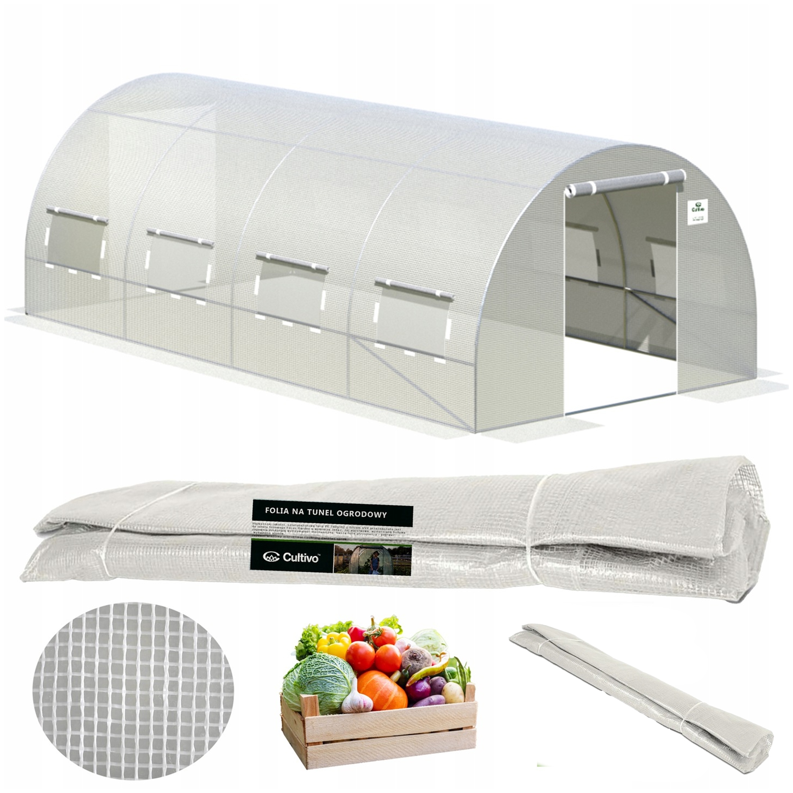 Folia Zamienna na Tunel Ogrodowy Szklarnia 3x6x2 Podwójne Drzwi UV4 GRATIS