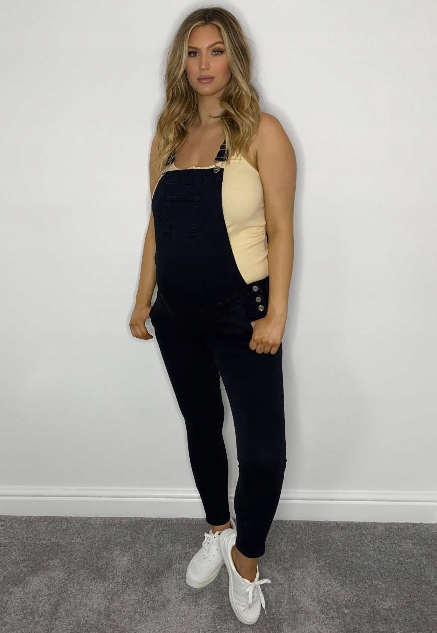 MISSGUIDED MATERNITY JEANOWE OGRODNICZKI L Kolor czarny