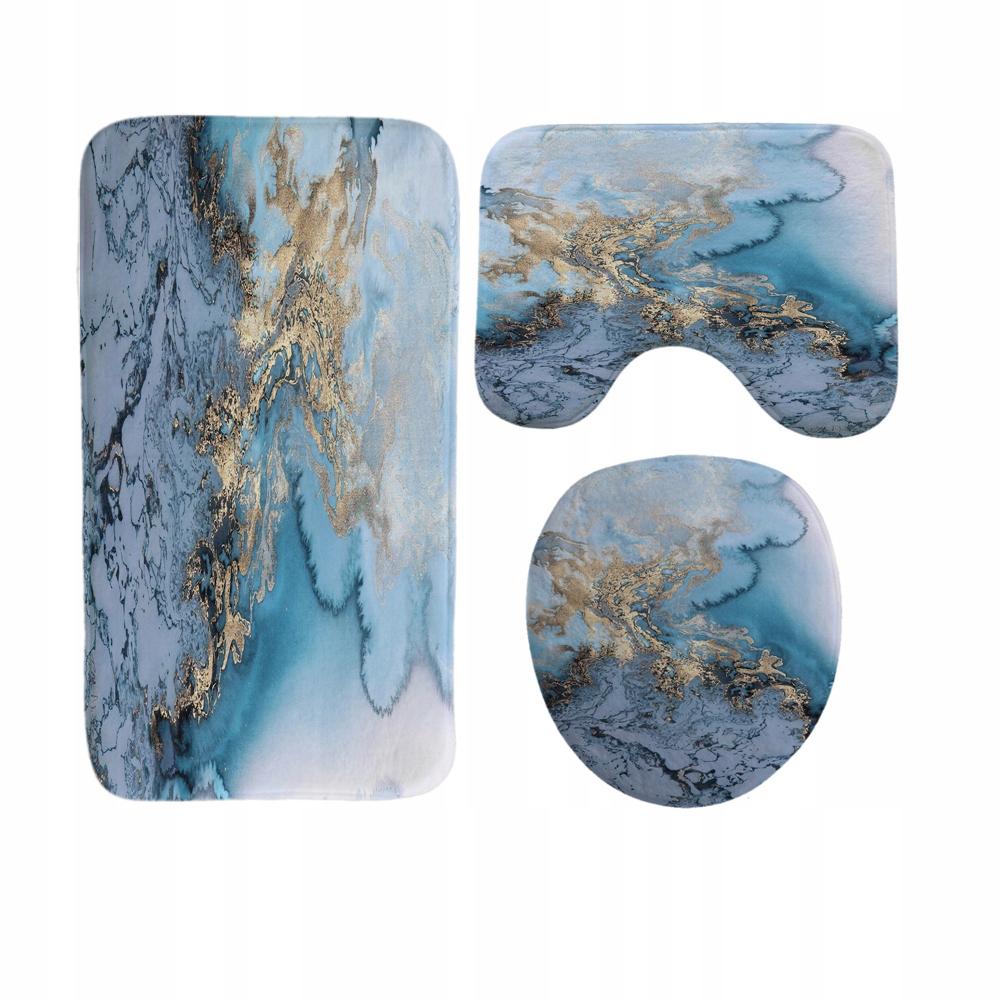 

3 Szt Dywanik Łazienkowy Szary Niebieski 50 x 80cm