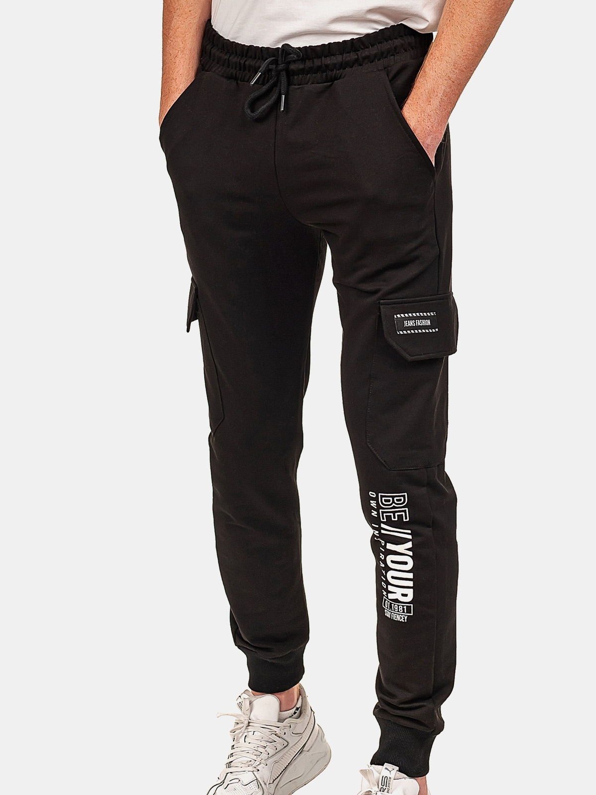 

Spodnie Dresowe Męskie Joggery Bojówki czarne XL