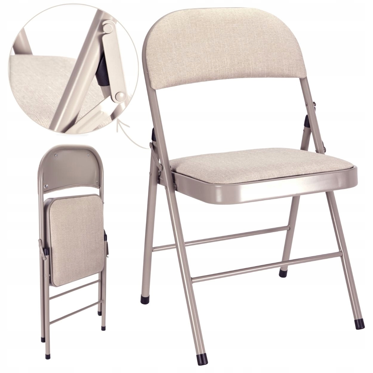 Skládací Křeslo Kovové Čalouněné béžové banketové do Domácí Kanceláře