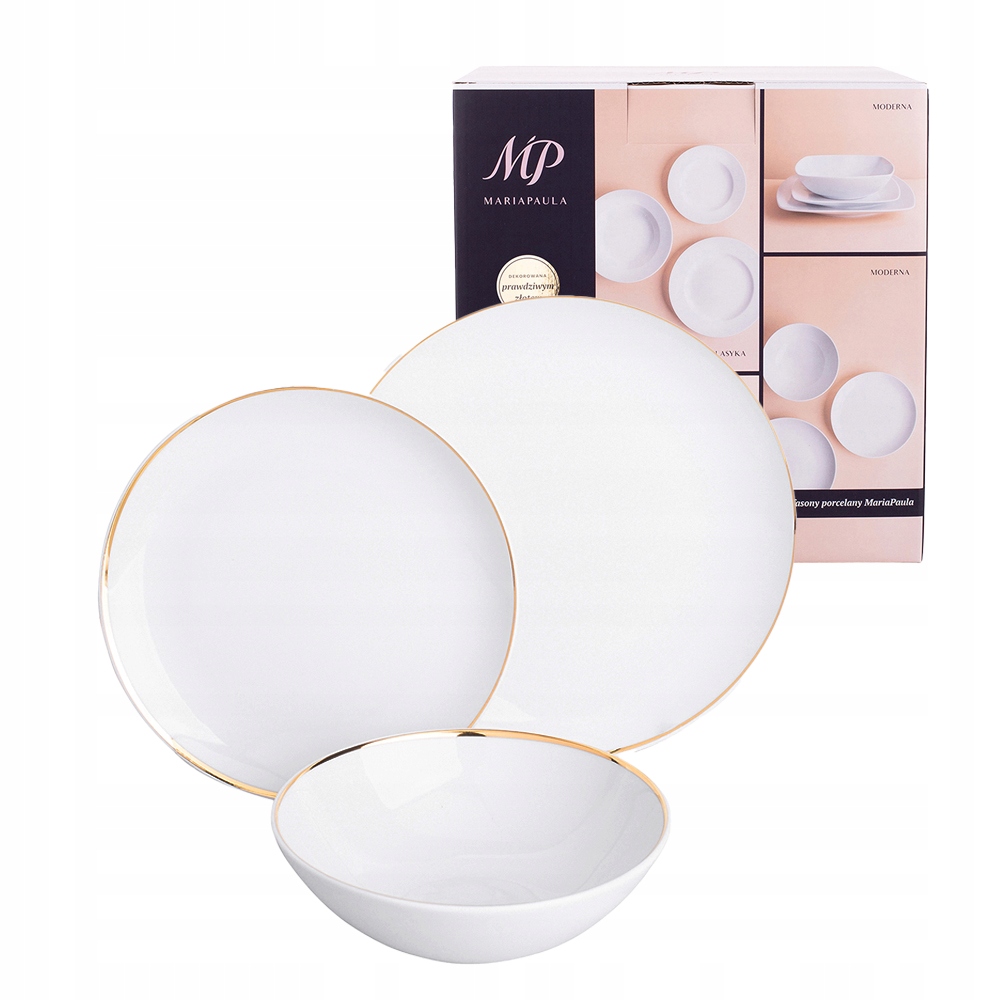 Obedový servis porcelánové taniere MariaPaula Moderna Gold 18 ks pre 6 osôb