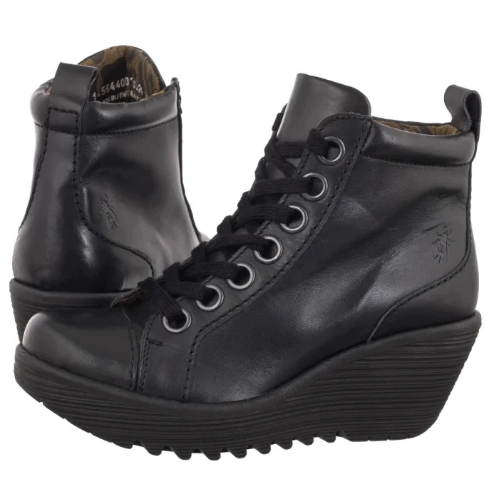 Dámské Kotníkové Boty na podpatku Fly London Burn Black P145544001 Černé