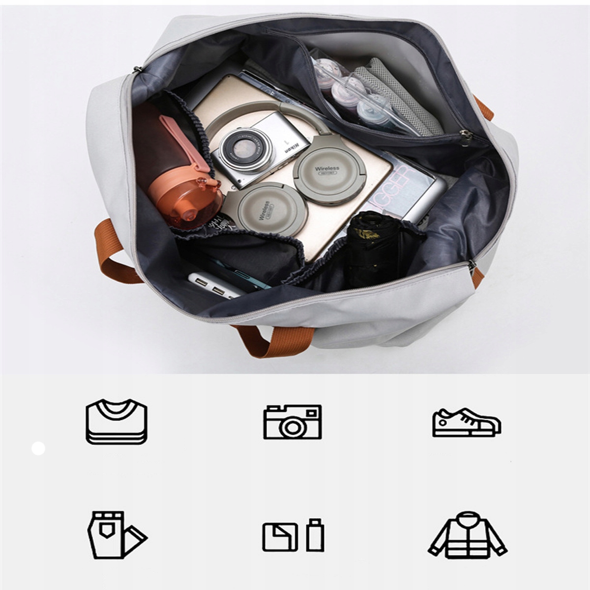 DAMSKA MĘSKA TORBA SPORTOWA DO JOGI NA SIŁOWNIĘ WIĘKSZA TORBA PODRÓŻNA NA RAMIĘ TOREBKA 30L Wysokość 28 cm