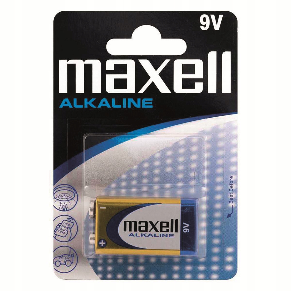 Bateria alkaliczna Maxell 9V 6LR61 blister mocna niezawodna do urządzeń