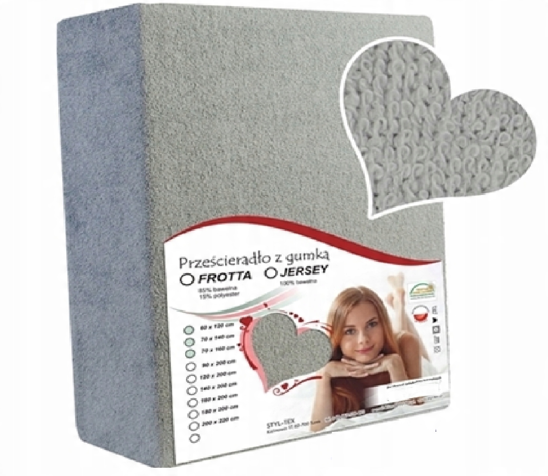 

Prześcieradło frotte z gumką 180x200 frote szare