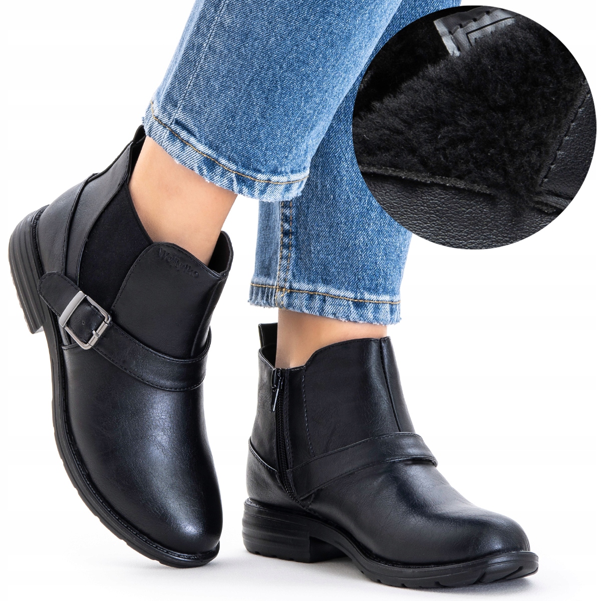 Kotníkové Boty trapery Zateplené kožíšek Posuvník úhledné Lehké Wojtyłko 36