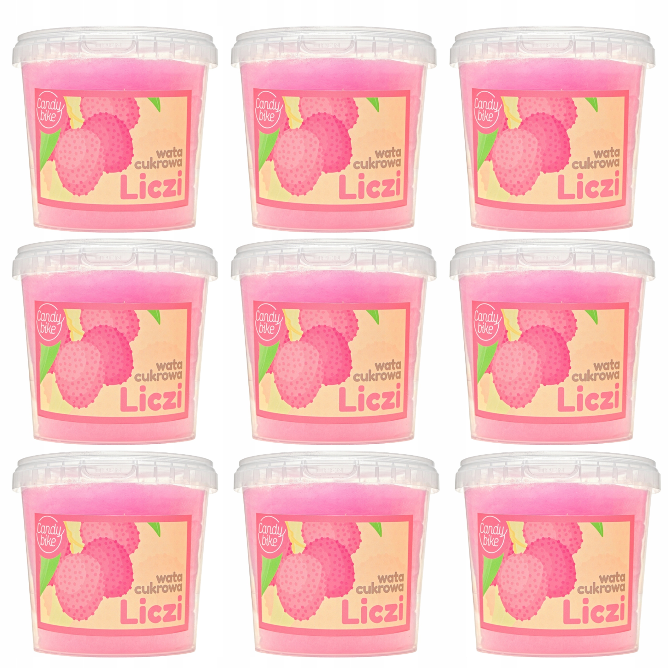 Levně Cukrová vata 1l liči sada 9 Kusů Dárek bonbóny nadýchané sladkosti