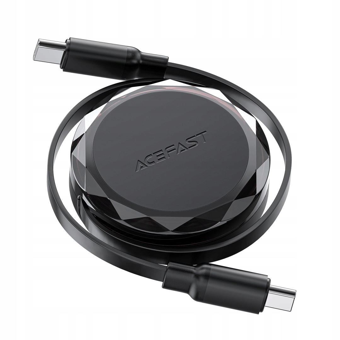 Kabel przewód Usb-c Usb-c zwijany z organizerem 60W czarny Acefast