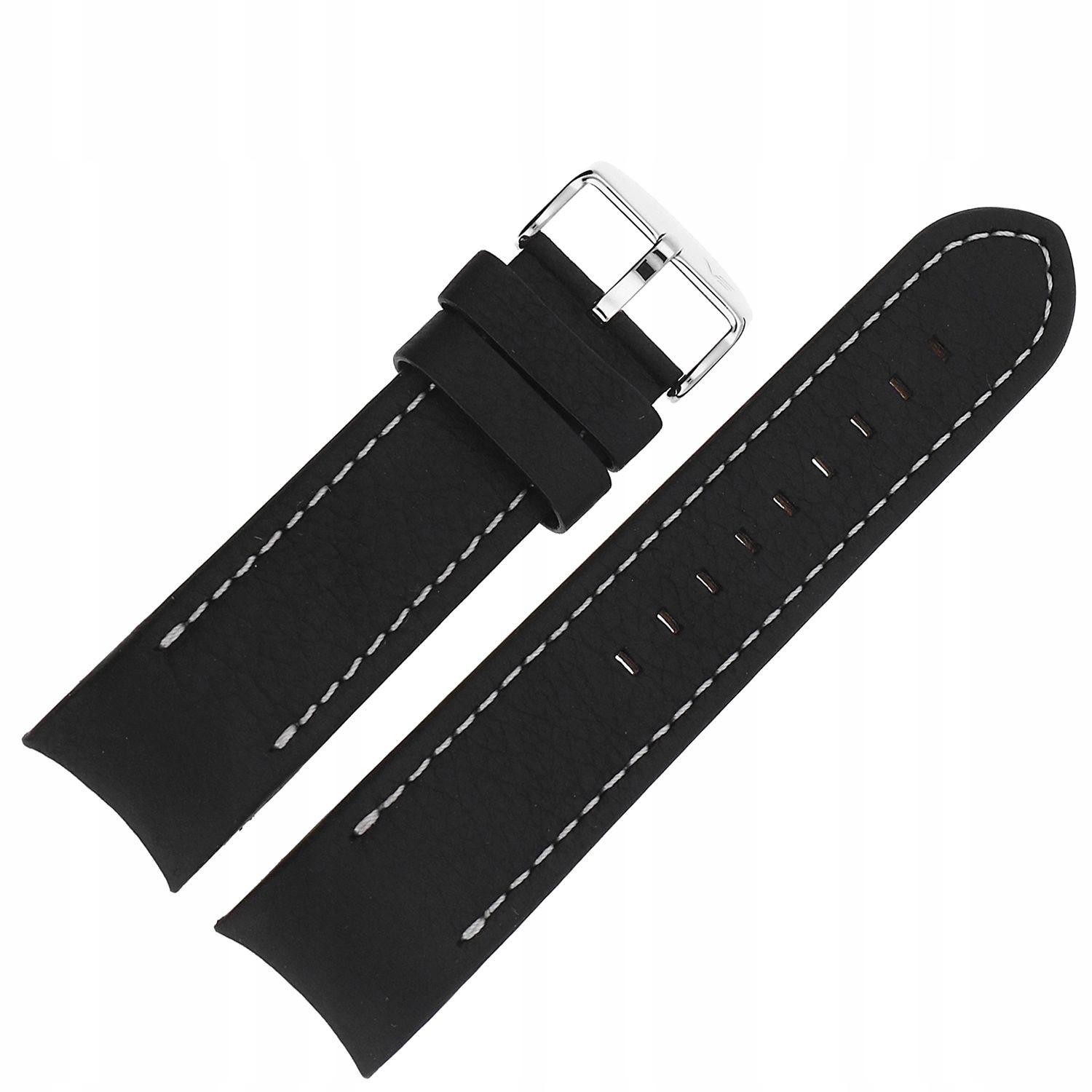 Pásek Anchar Kůže (A584) černý s bílou lesklou barvou