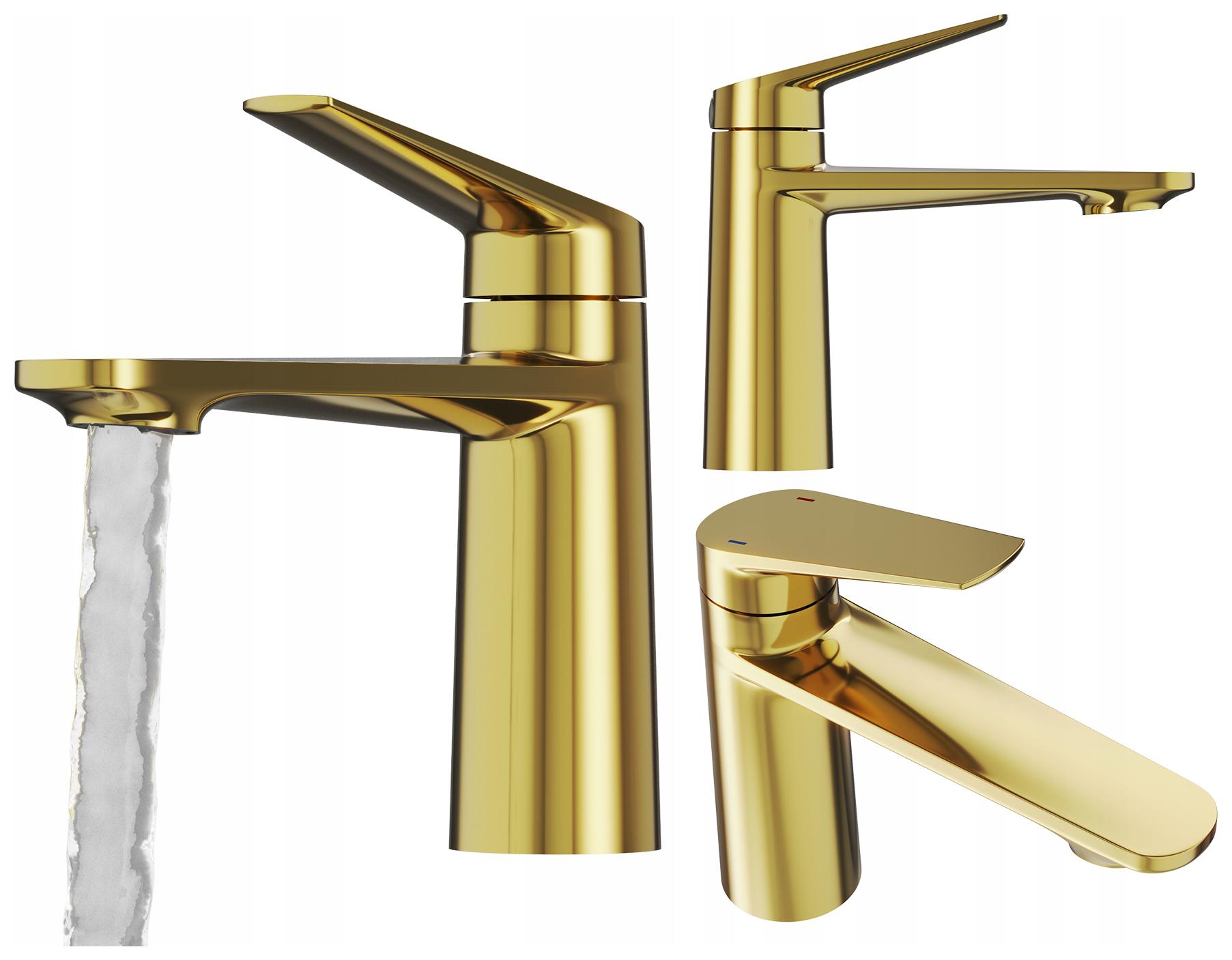 Zlatá Umývadlová Batéria, Nízka Kúpeľňová, Mosadzná, Stojaca, Nave Kohútik