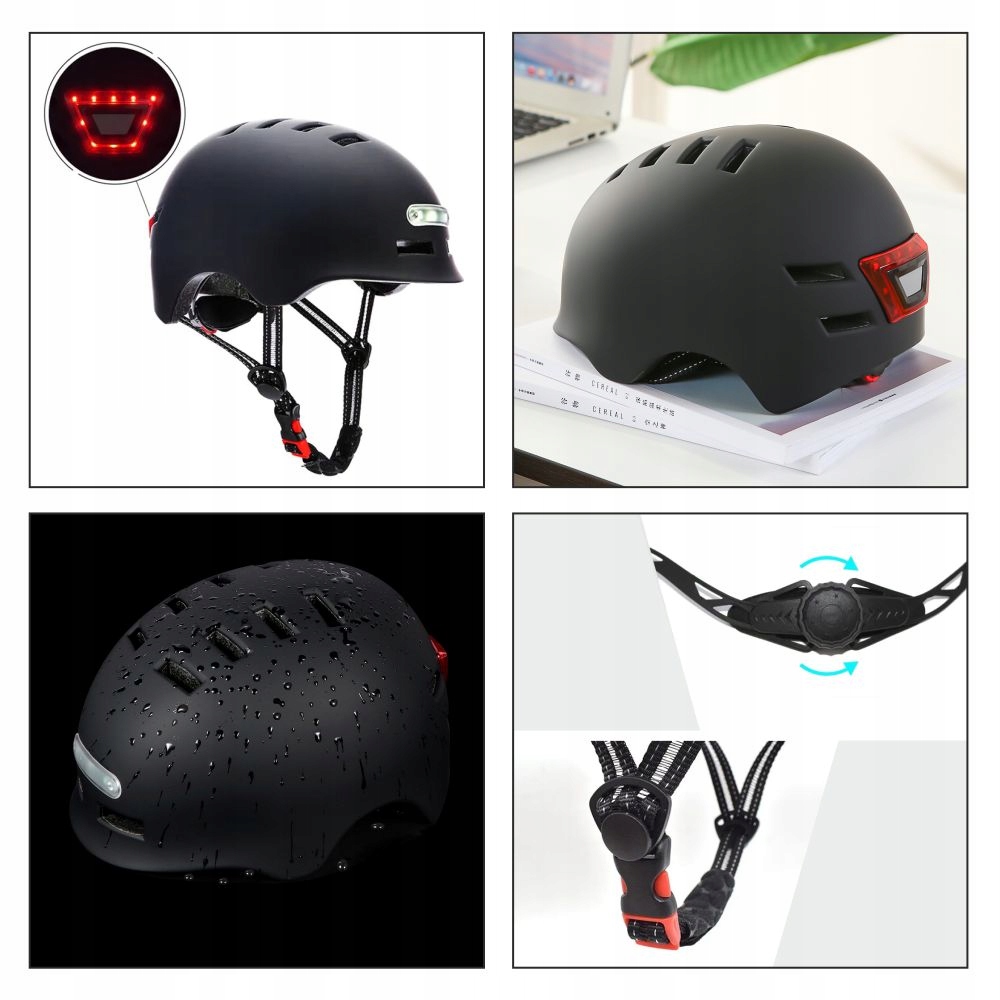 KASK OCHRONNY NA ROWER HULAJNOGĘ ROLKI 58-61cm LED Marka Manta