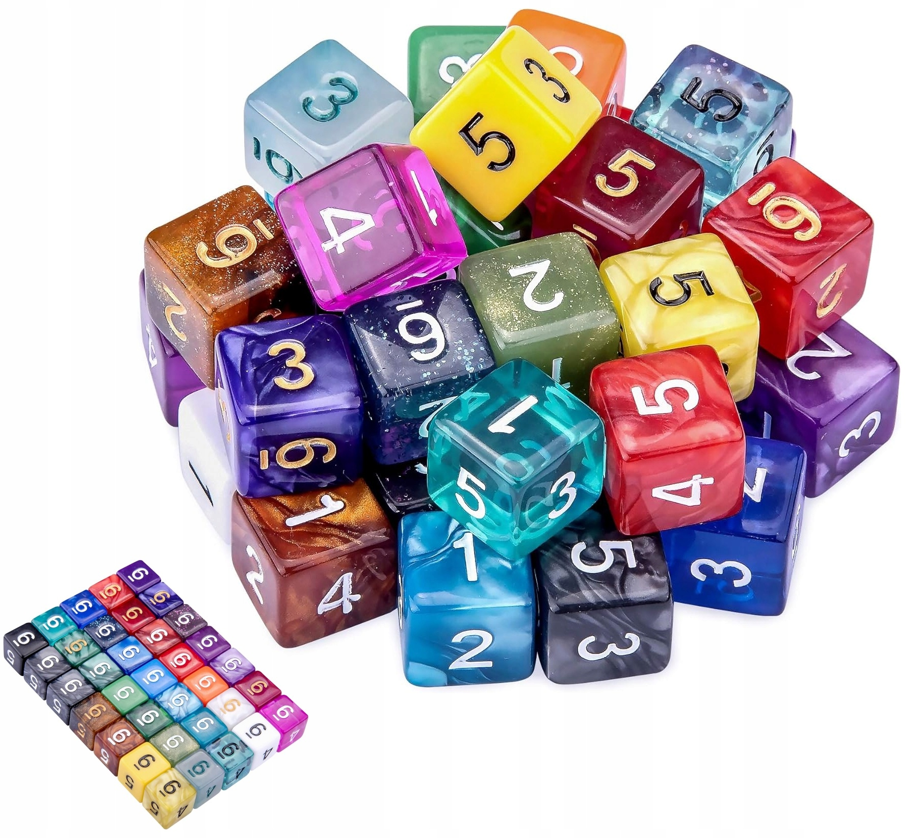 35X KOLOROWE KOSTKI 6-STRONNE KOŚCI WIELOŚCIENNE RPG MTG DO GIER PREZENT