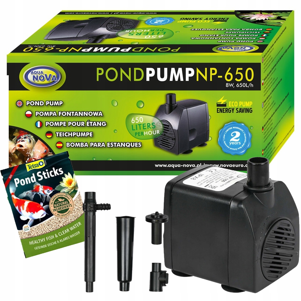AQUA NOVA POMPA DO OCZKA WODNEGO 650L/h 8W ECO NP-650 + GRATIS