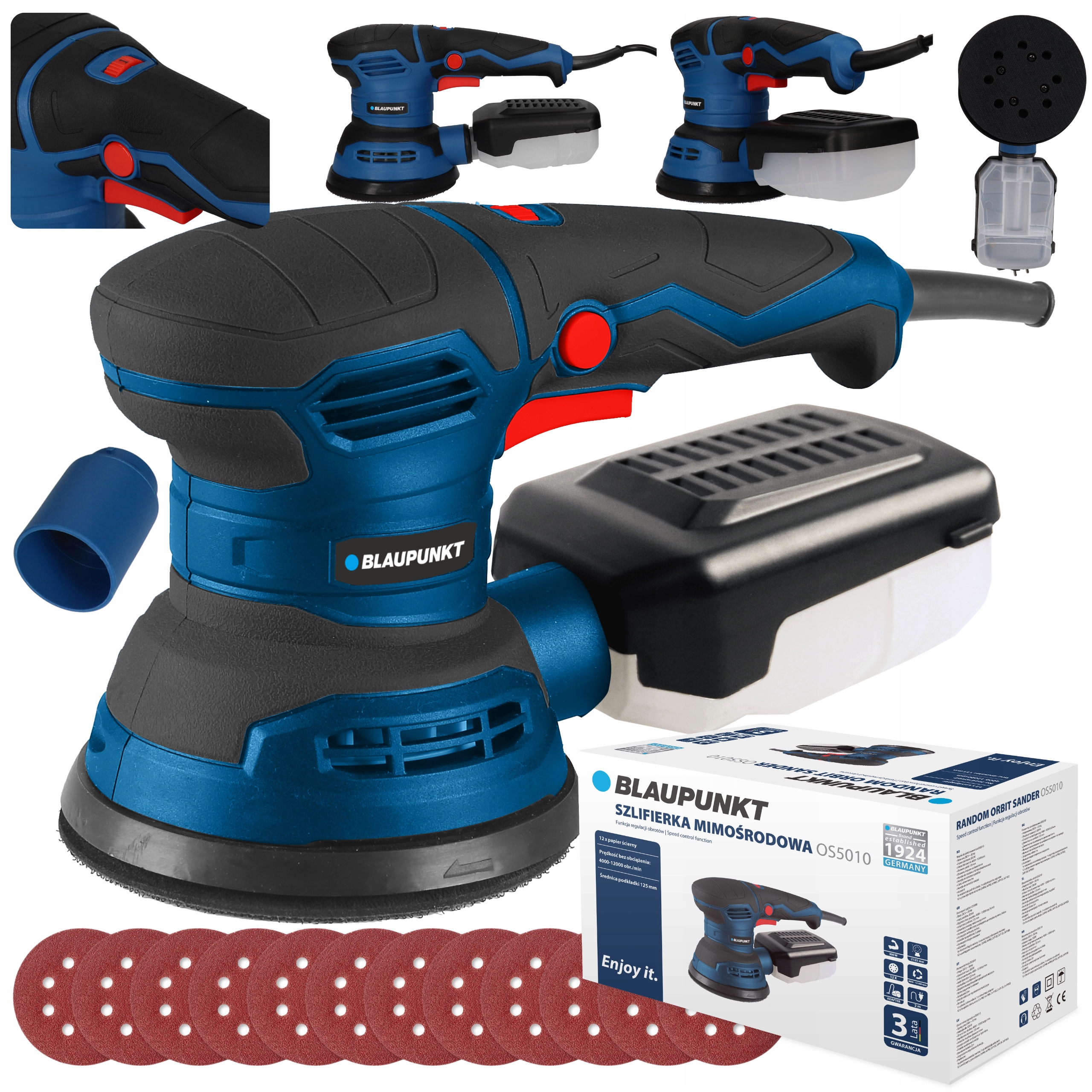 Szlifierka Mimośrodowa Oscylacyjna Elektryczna regulacja 12 x Tarcz OS5010