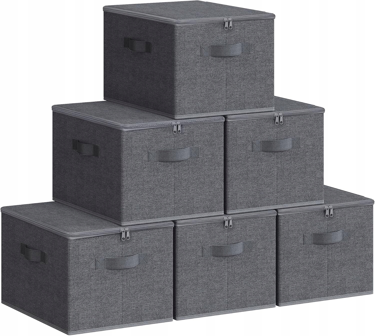 Songmics Sada 6 skládacích krabiček s víkem 40x30x25 Šedá