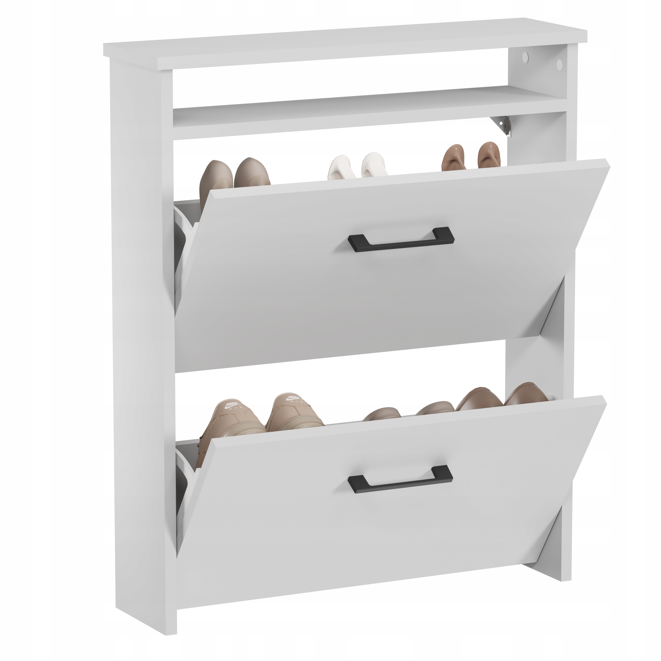 Prostorná a prostorná botník do předsíně, bílá matná, s policí, úchytka 80 cm