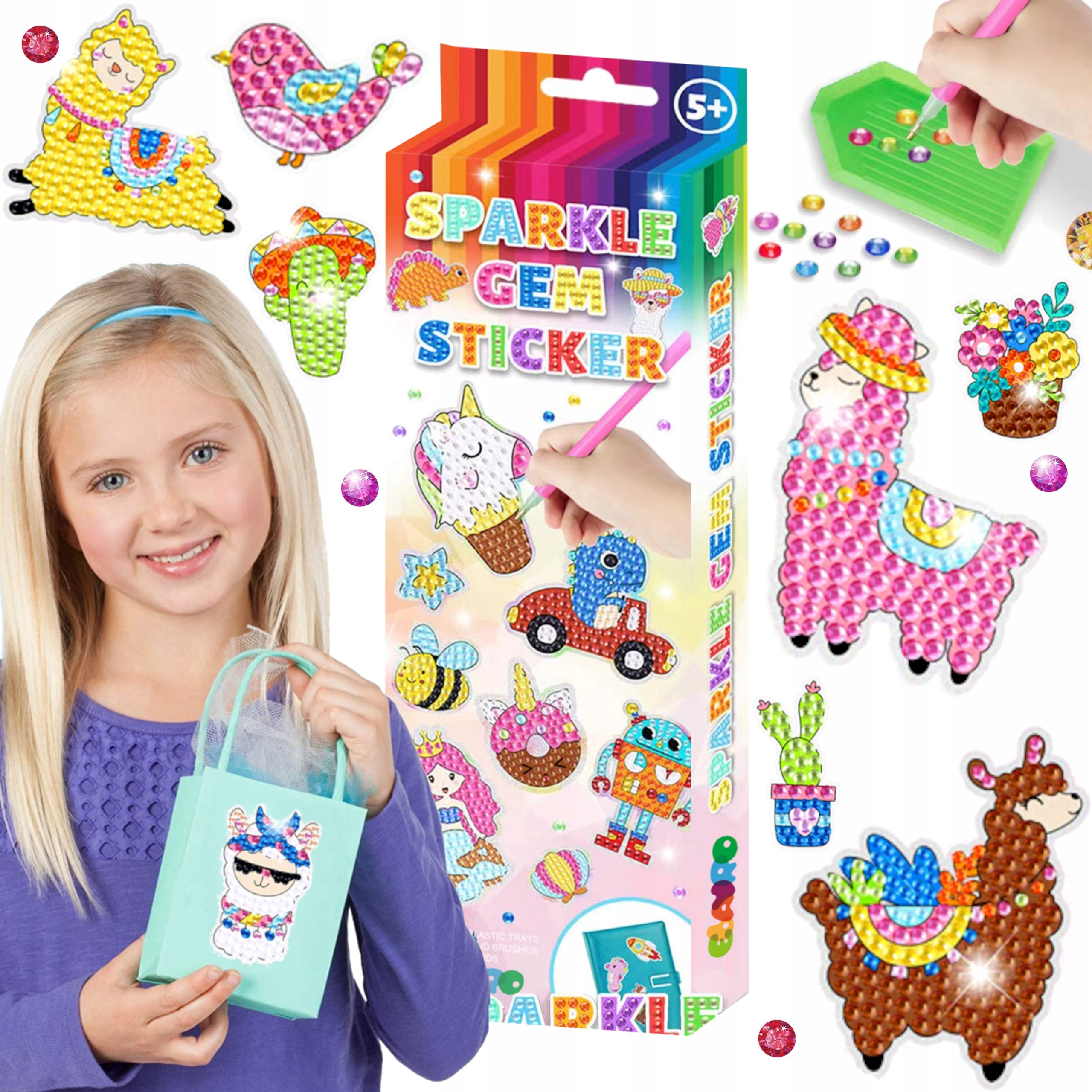 ZESTAW DO MOZAIKI HAFTU KOLOROWE DIAMENTY NAKLEJKI PREZENT DZIEŃ DZIECKA Minimalny wiek dziecka 5