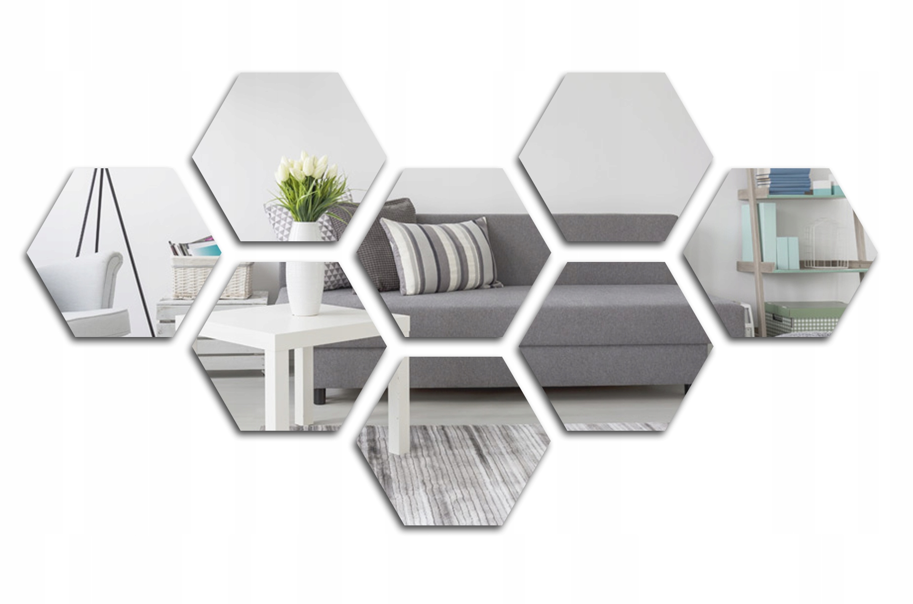 

Lustro Dekoracyjne Srebrne 3mm Hexagon 15x17 8 szt
