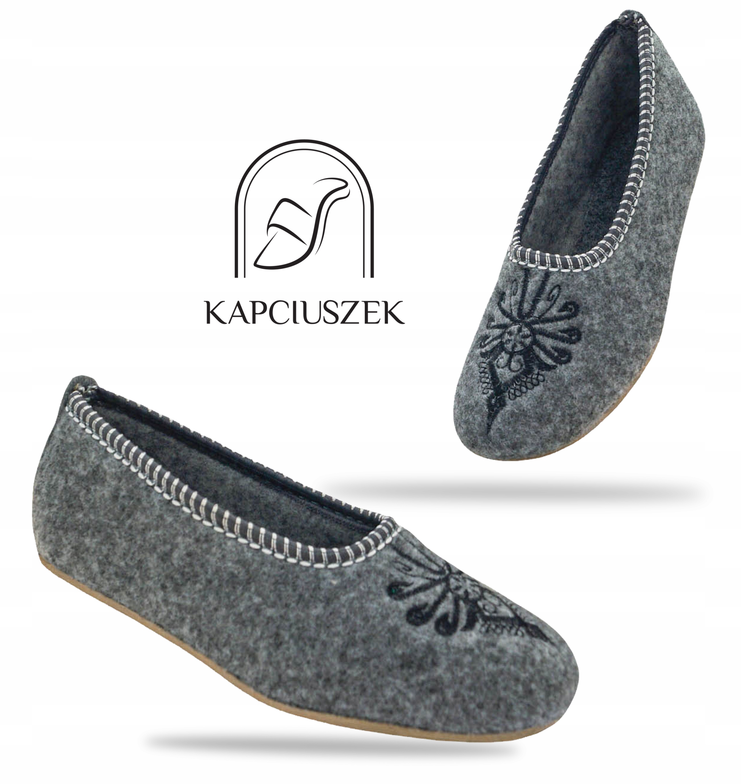 Baleriny Filcowe Damskie Po Domu Stylowe Kapcie Marka inna