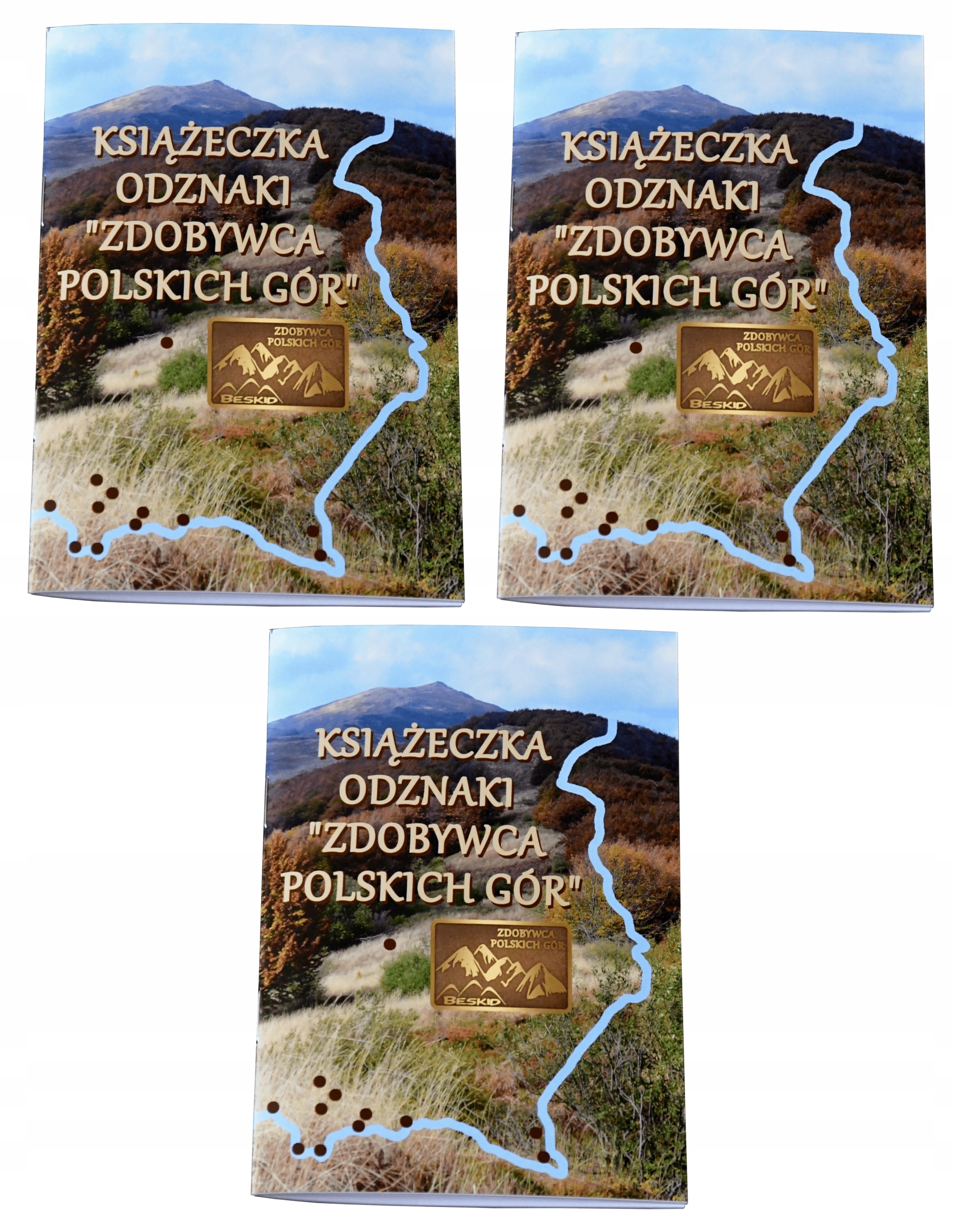 3x Książeczka turystyczna zdobywca polskich gór korona odznaka na pieczątki