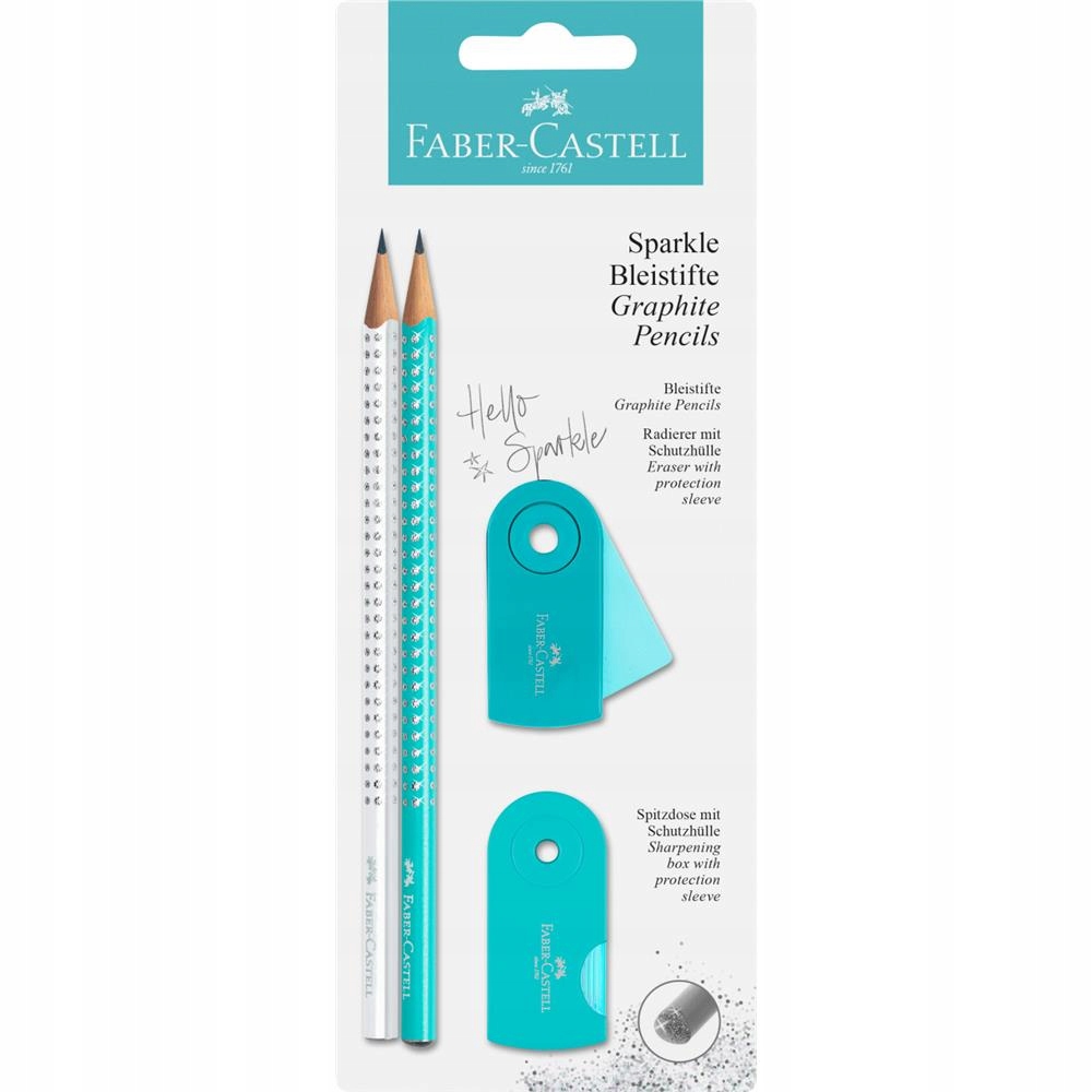 ZESTAW Faber-Castell SPARKLE 2xOŁÓWEK gumka temp.