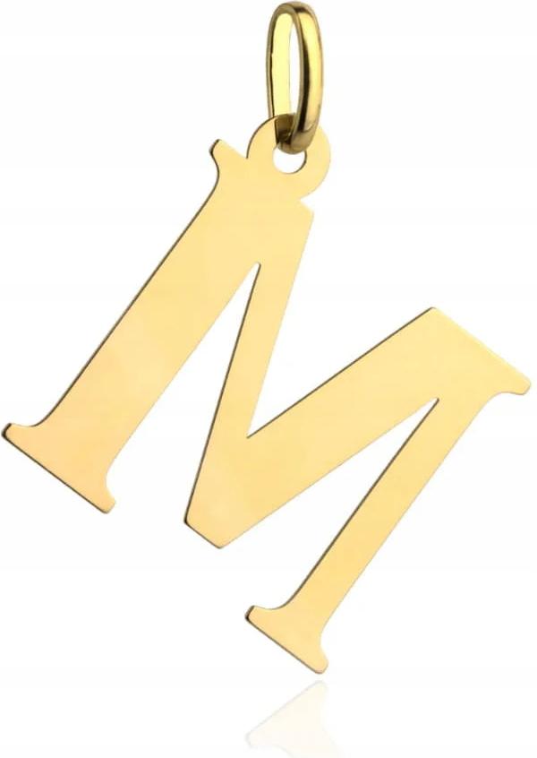 Zlatý přívěsek 585 dámské písmenko M velký přívěsek jako dárek 14k módní