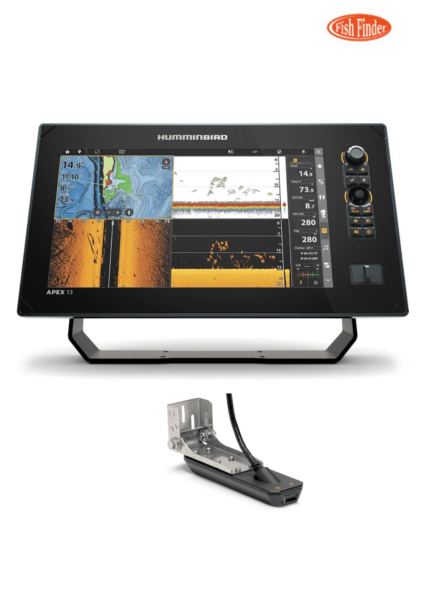 Echosonda Humminbird Apex 13+ przetwornik XM 14 Hw Msi
