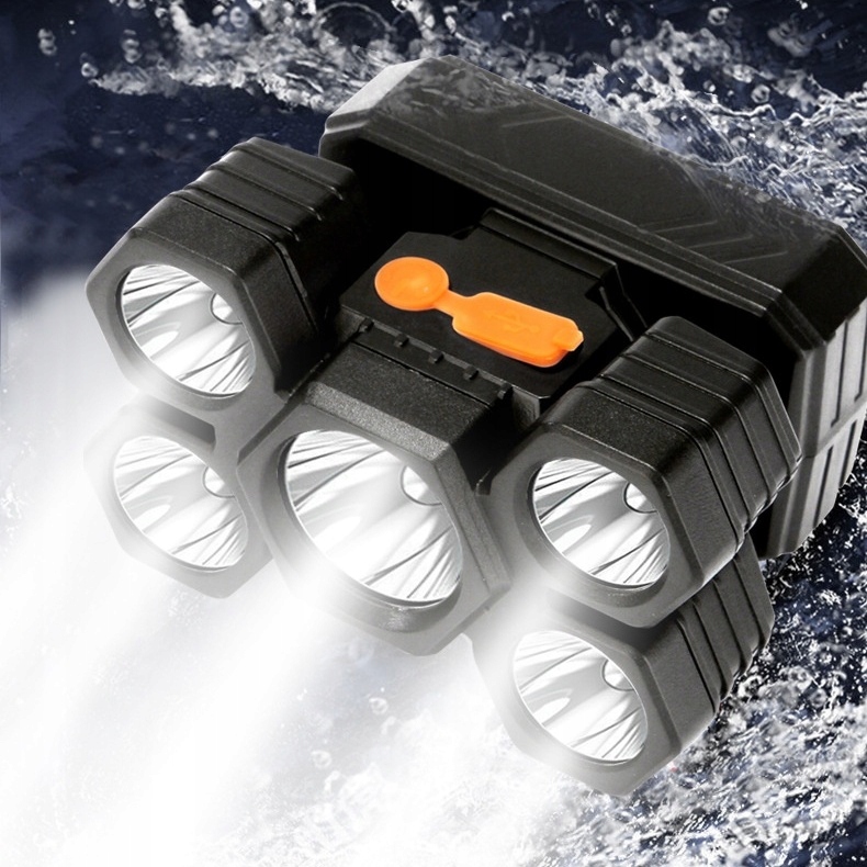 MOCNA LATARKA CZOŁOWA NA GŁOWĘ CZOŁÓWKA 5 LED CREE XPE T6 AKUMALOTOR Model CZOŁOWA