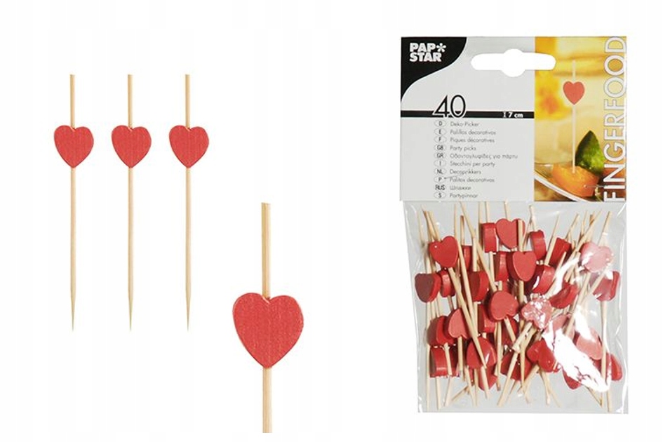 

Patyczki bankietowe bambus Heart Serca 7cm 40szt