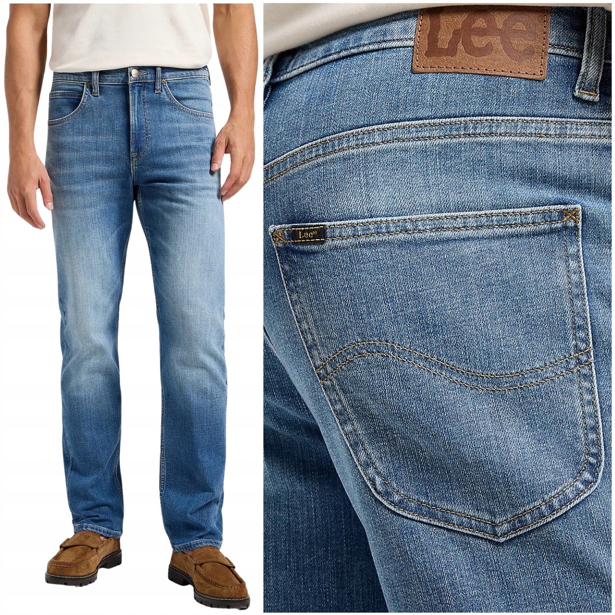 Lee Brooklyn straight Highland klasické jednoduché džínové kalhoty W38 L32