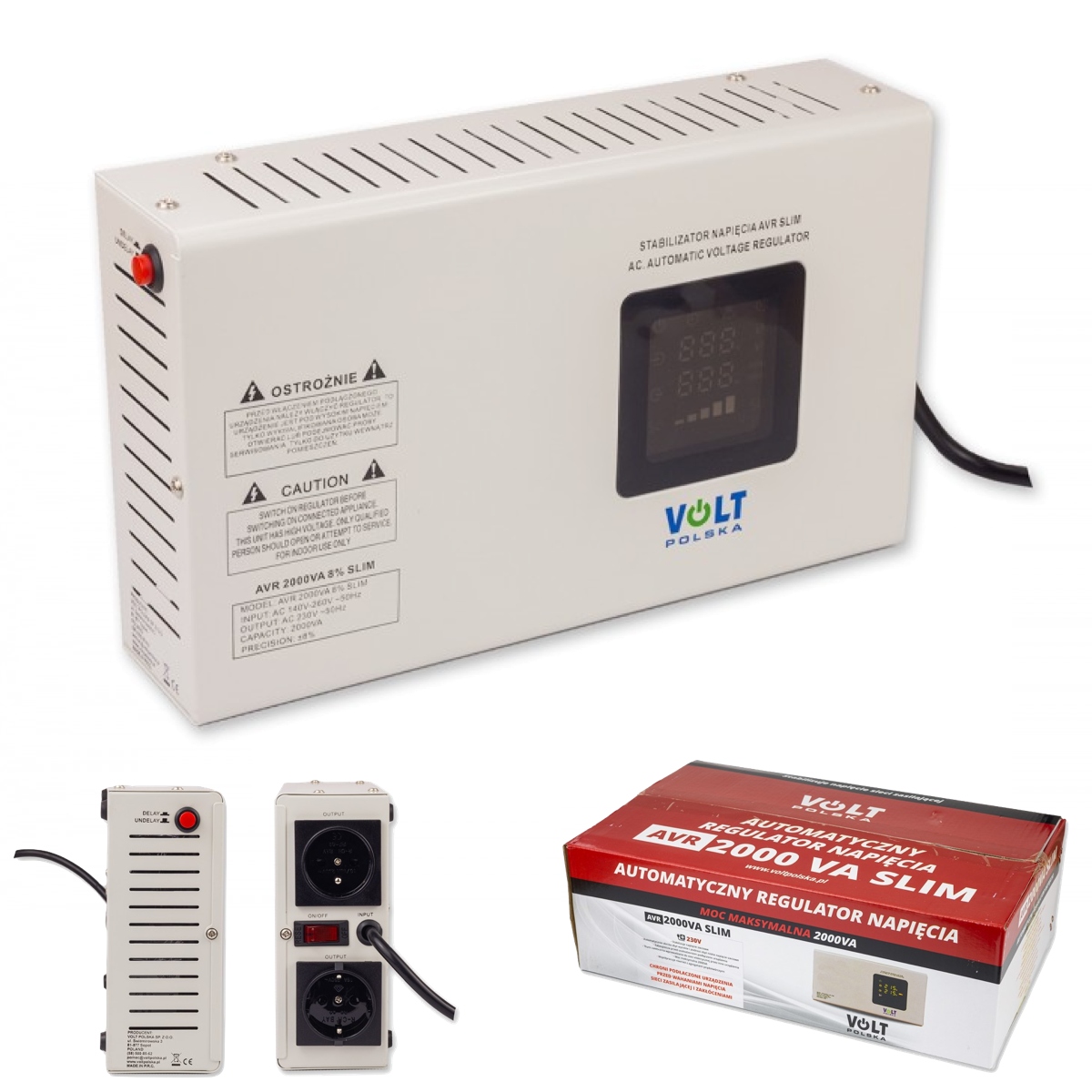 Stabilizator Napięcia Sieciowego Prądu Avr Slim 2000VA Wiszący Agregat Piec