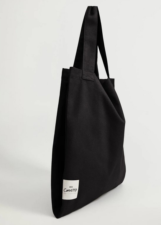 MANGO Torba torebka shopper z shopper z bawełny czarna Marka Mango