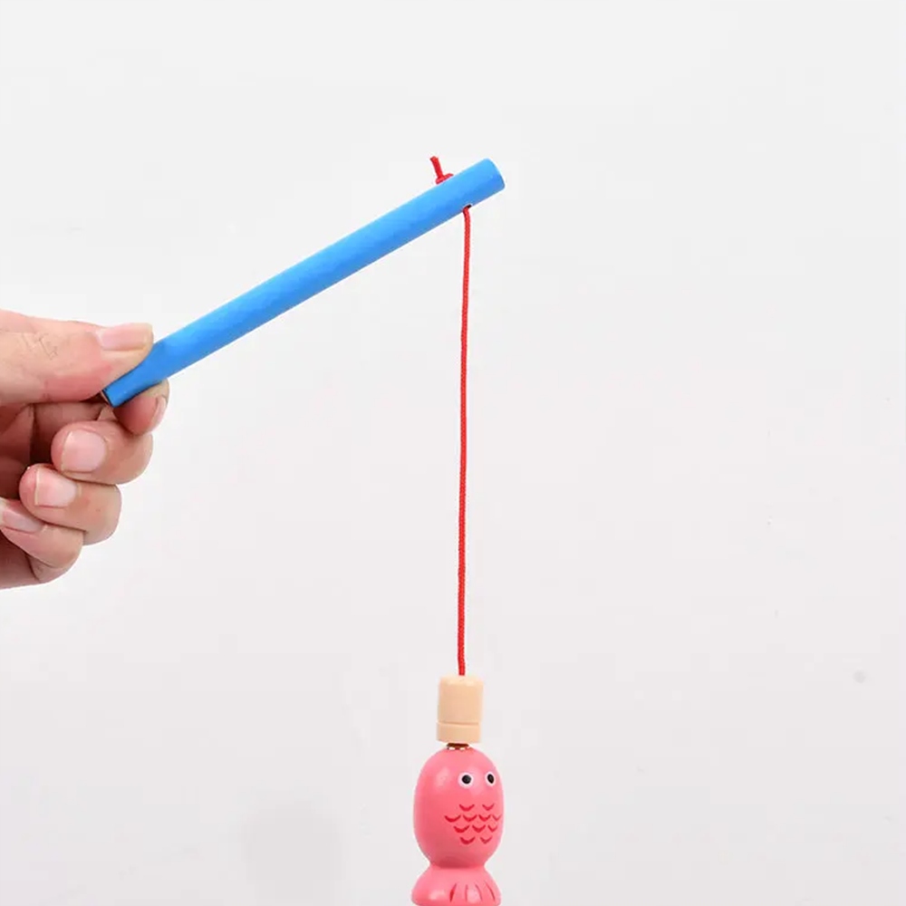 GRA ZRĘCZNOŚCIOWA ŁOWIENIE RYBEK NA MAGNES + 2 WĘDKI DREWNIANA ZŁAP RYBKĘ Maksymalna liczba graczy 2