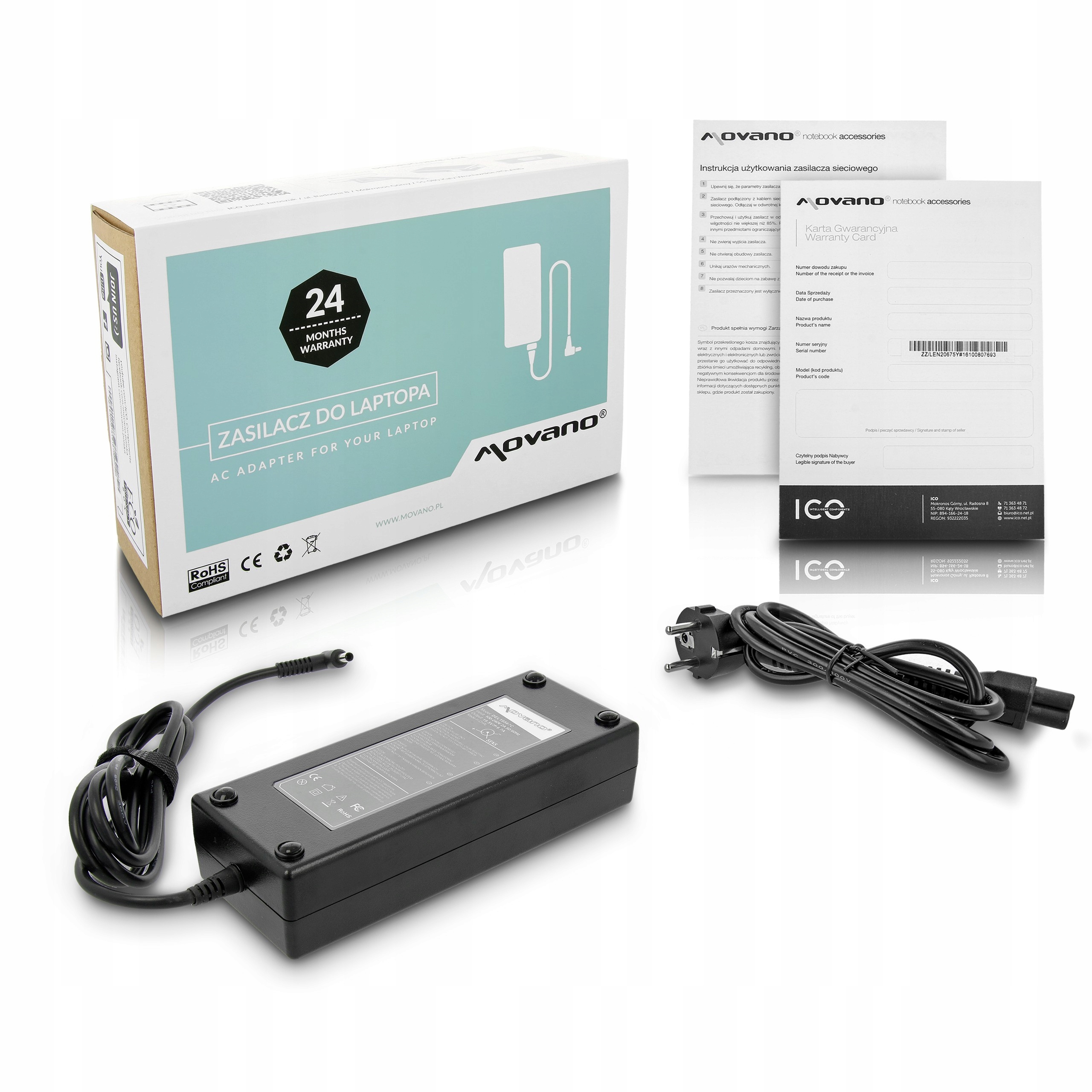 Napájecí adaptér Movano 19.5v 6.7a (4.5x3.0 pin) 130W pro Dell