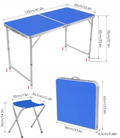 Homfa Składany Stół Kempingowy ogrodowy z kompletem 4 krzeseł Producent inna